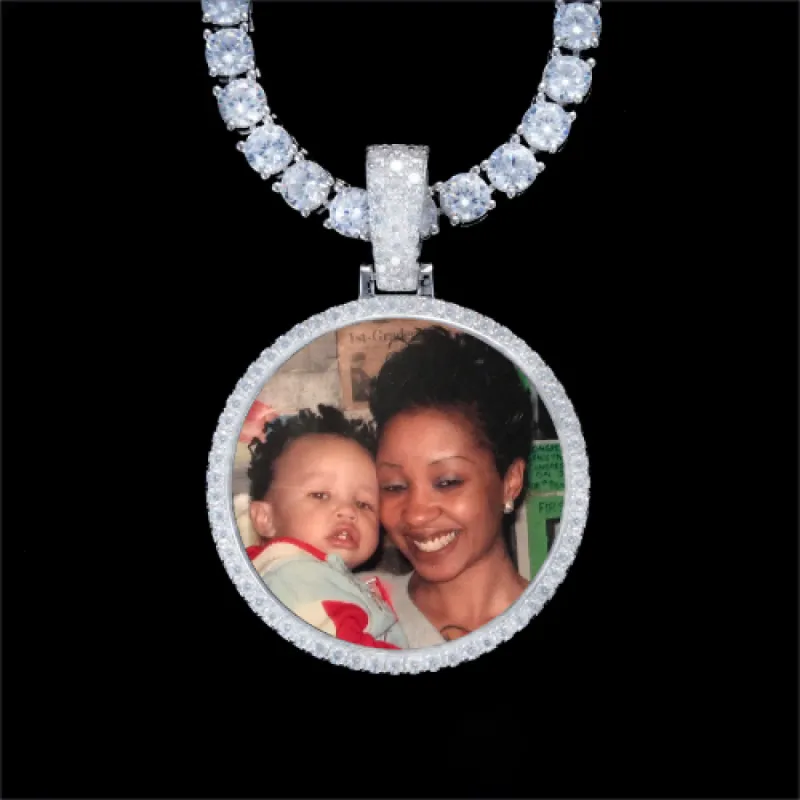 925S & VVS Moissanite 3D Circle Custom Picture Pendant sold by The GUU Shop