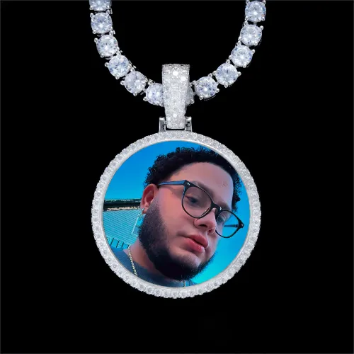 925S & VVS Moissanite 3D Circle Custom Picture Pendant sold by The GUU Shop