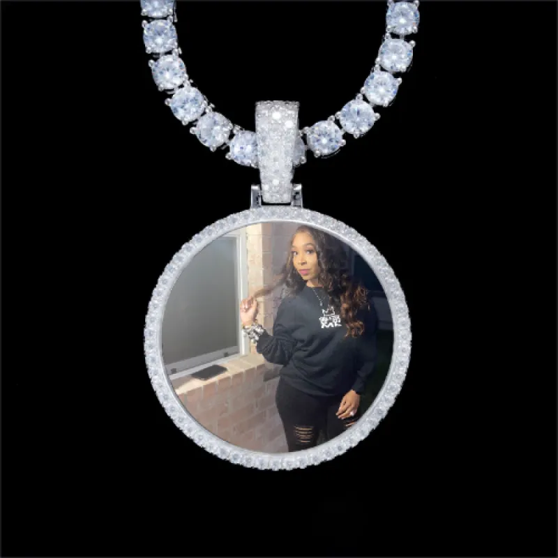 925S & VVS Moissanite 3D Circle Custom Picture Pendant sold by The GUU Shop