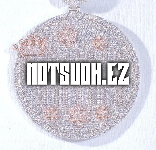 CUSTOM LETTER NECKLACE 3D BIG CROWN DISC sold by The GUU Shop