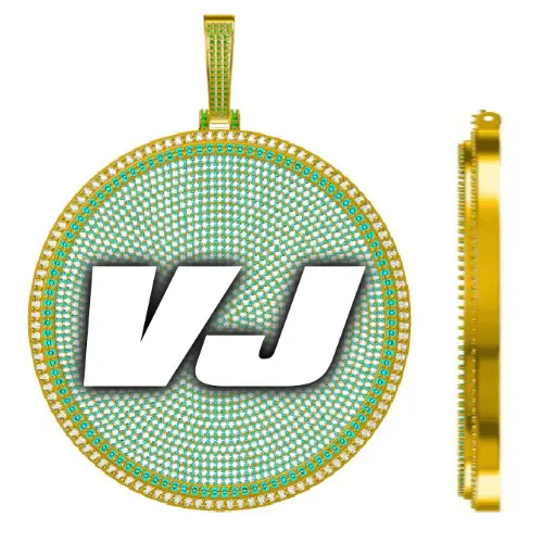 CUSTOM LETTER NECKLACE 3D BIG DISC sold by The GUU Shop