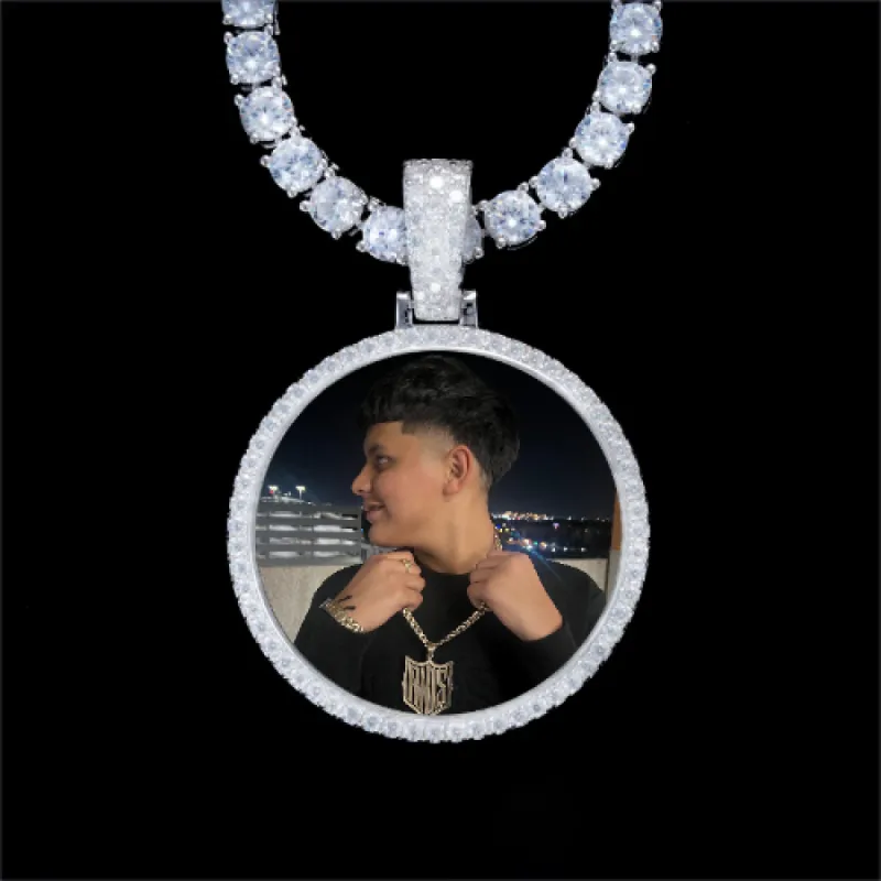 925S & VVS Moissanite 3D Circle Custom Picture Pendant sold by The GUU Shop