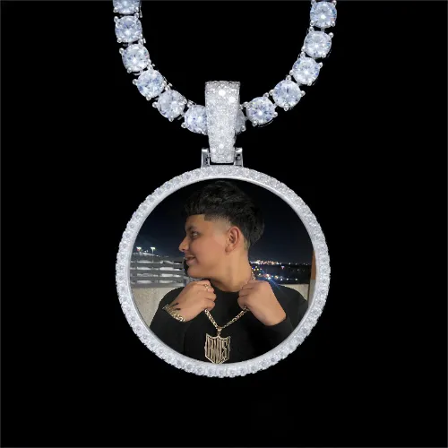 925S & VVS Moissanite 3D Circle Custom Picture Pendant sold by The GUU Shop