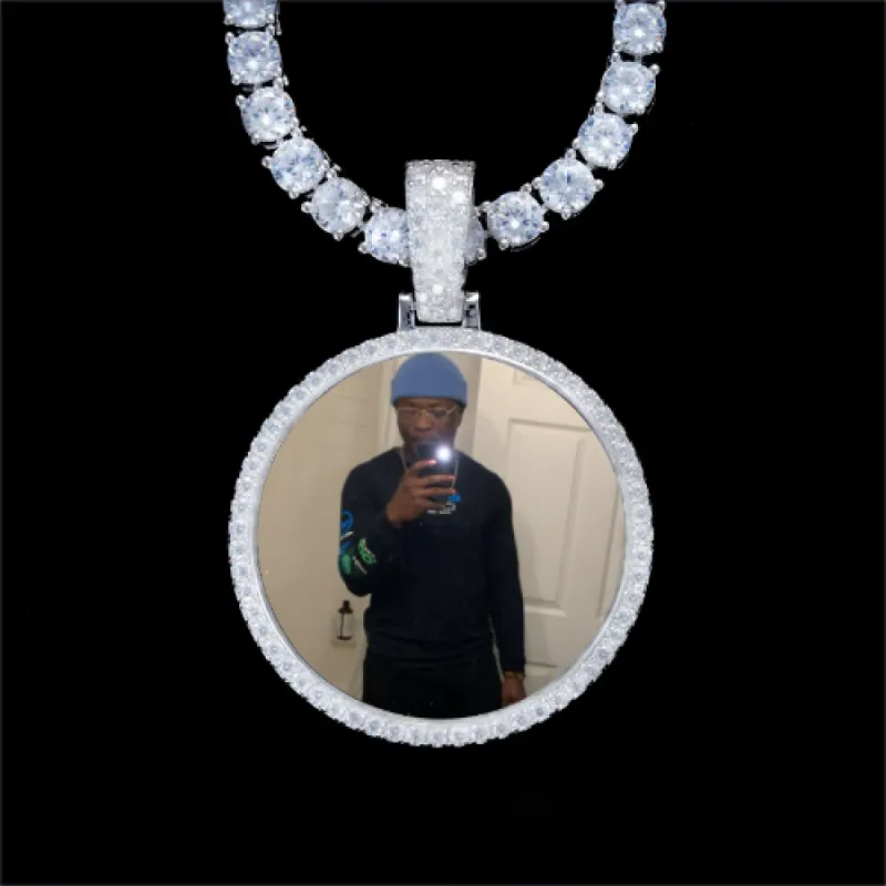 925S & VVS Moissanite 3D Circle Custom Picture Pendant sold by The GUU Shop