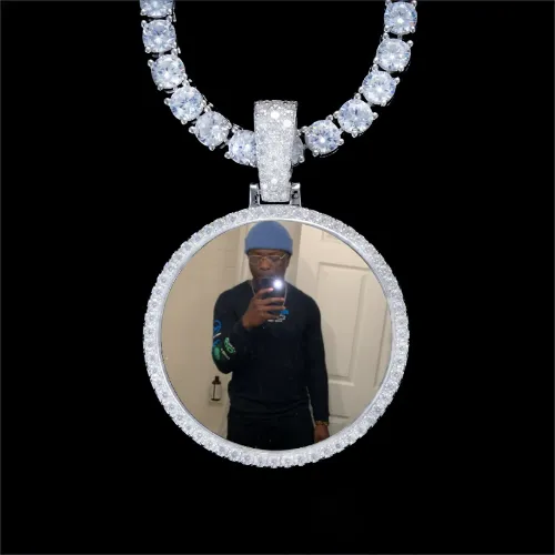 925S & VVS Moissanite 3D Circle Custom Picture Pendant sold by The GUU Shop