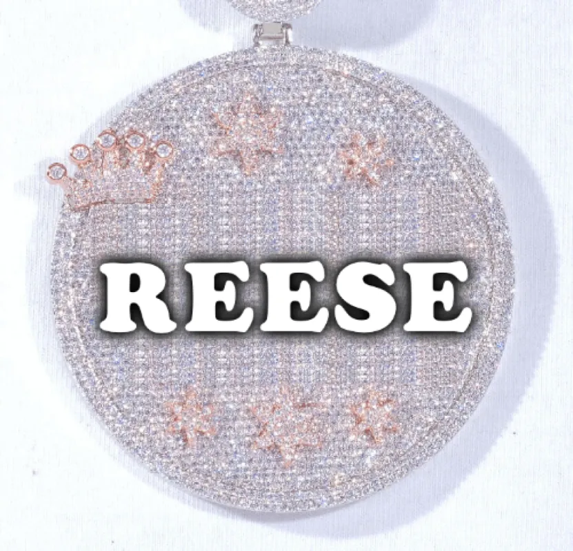 CUSTOM LETTER NECKLACE 3D BIG CROWN DISC sold by The GUU Shop