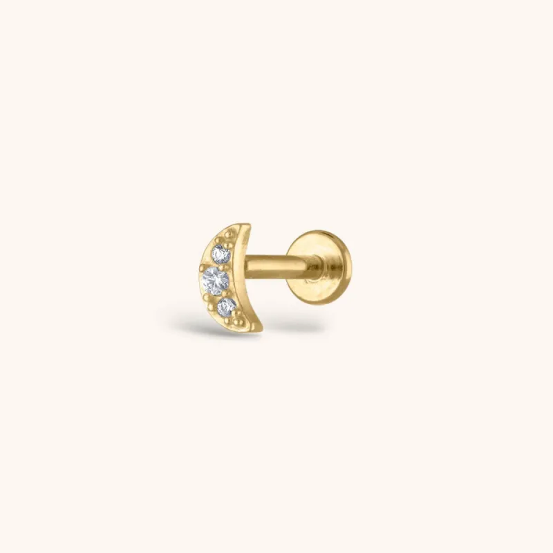 Pave Moon Threaded Flat Back Earring sold by Maison Miru