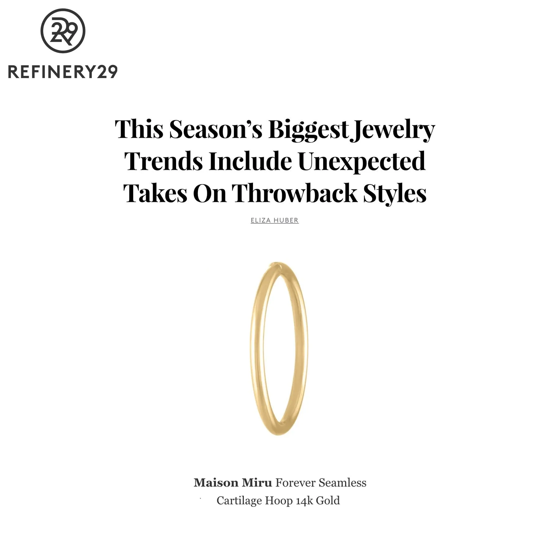 Sample Item: Forever Seamless Hoop in 14k Gold sold by Maison Miru product image thumbnail 5