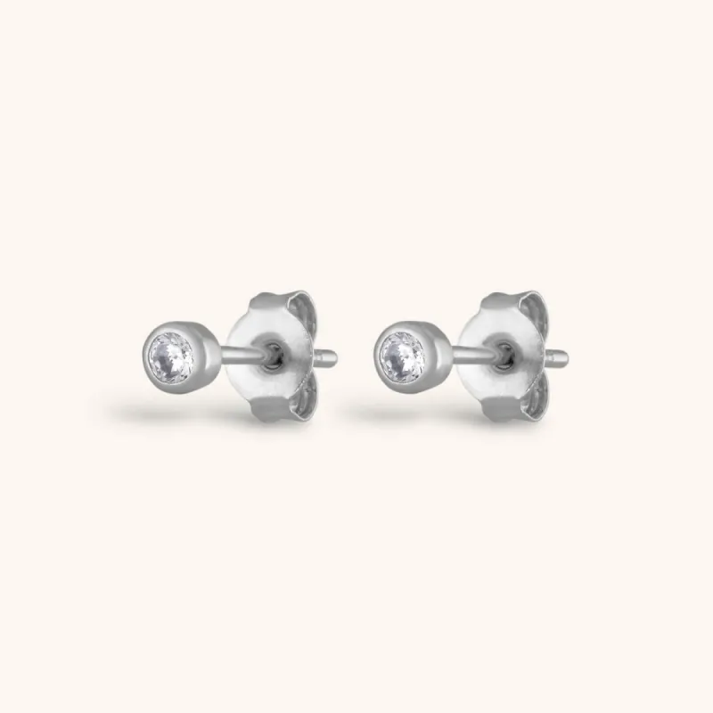 Tiny Crystal Studs in Sterling Silver sold by Maison Miru