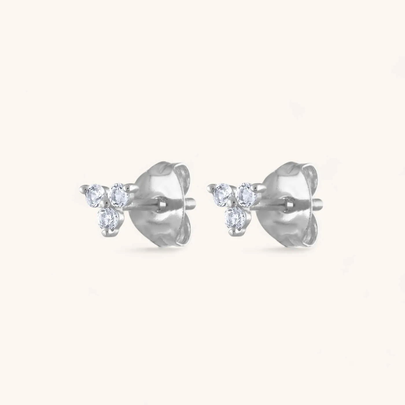 Mini Crystal Trinity Studs in Sterling Silver sold by Maison Miru
