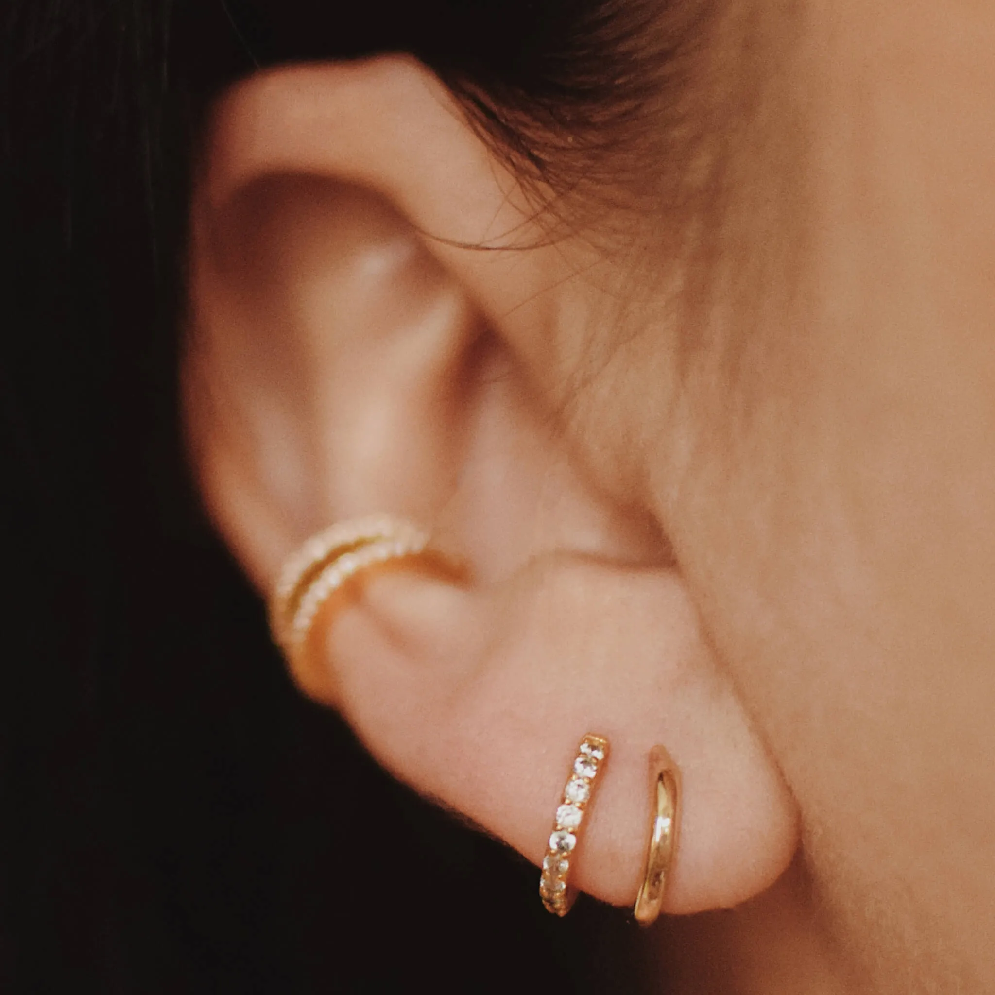 Bold Huggie Hoops in 14k Gold sold by Maison Miru product image thumbnail 2
