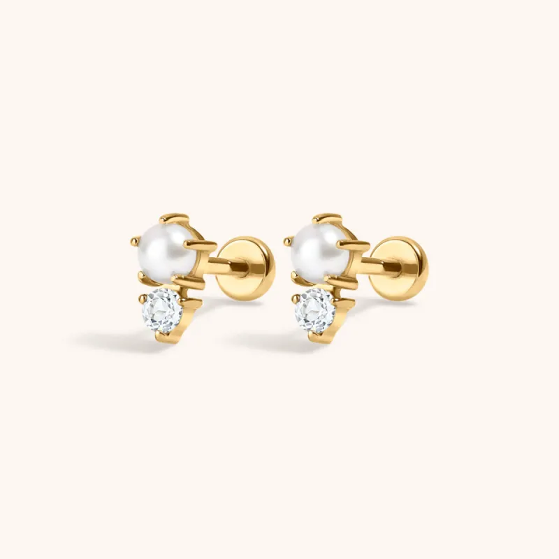 Pearl and White Topaz Nap Earrings sold by Maison Miru