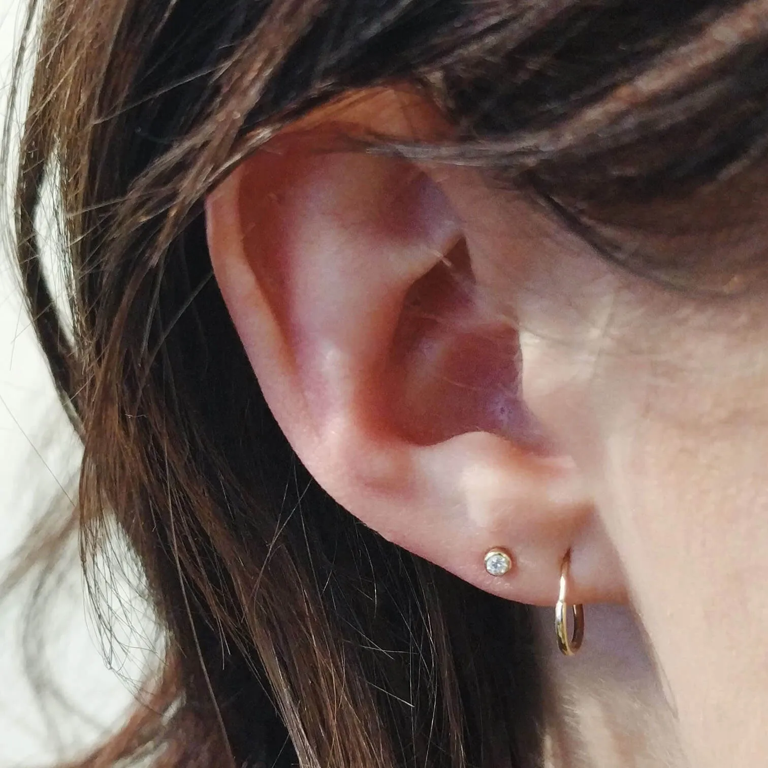 Tiny Sapphire Ball Back Earrings in 14k Gold sold by Maison Miru product image thumbnail 2