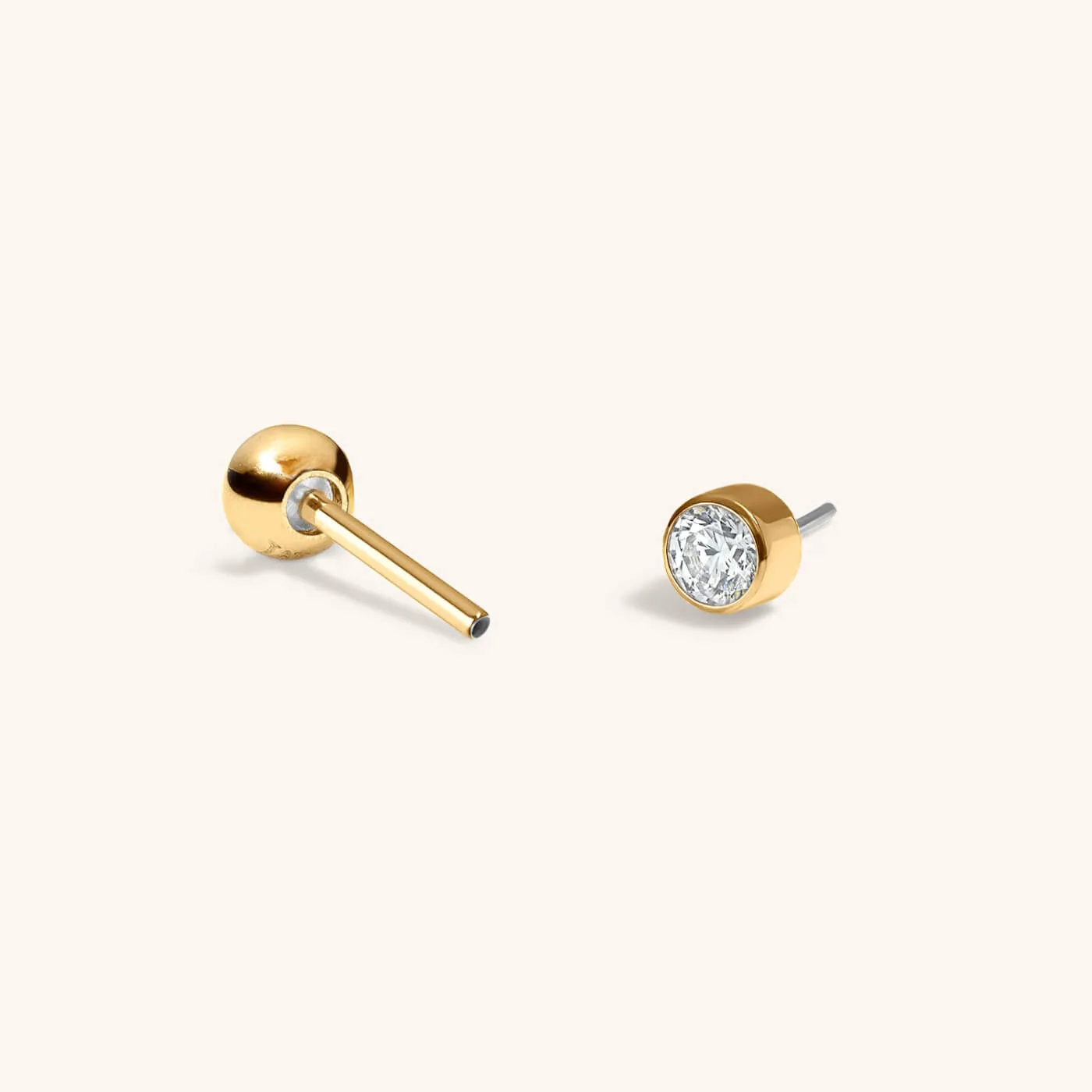 Tiny Sapphire Ball Back Earrings in 14k Gold sold by Maison Miru product image thumbnail 3
