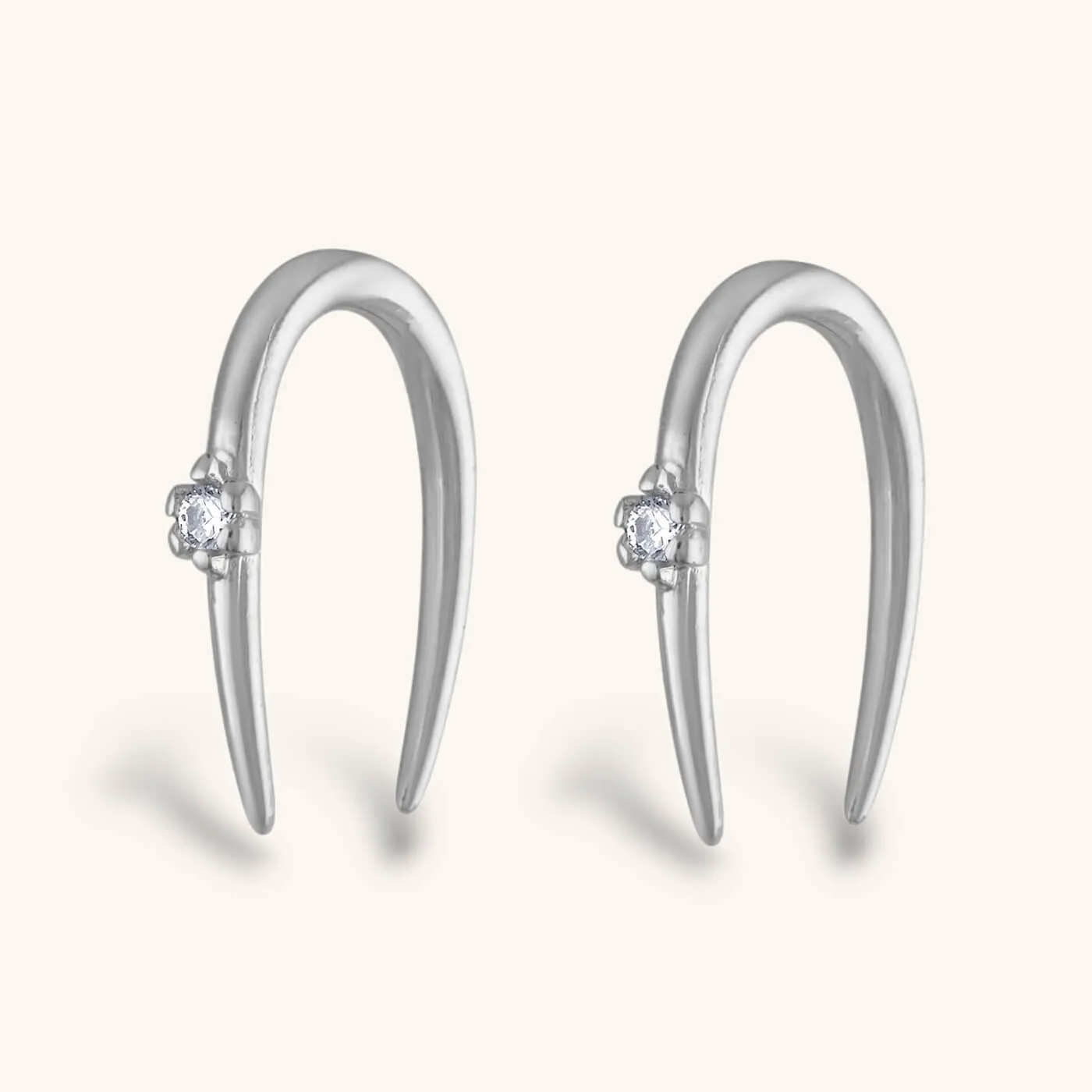 Large Shooting Star Open Hoop Earrings in Sterling Silver - 16G sold by Maison Miru