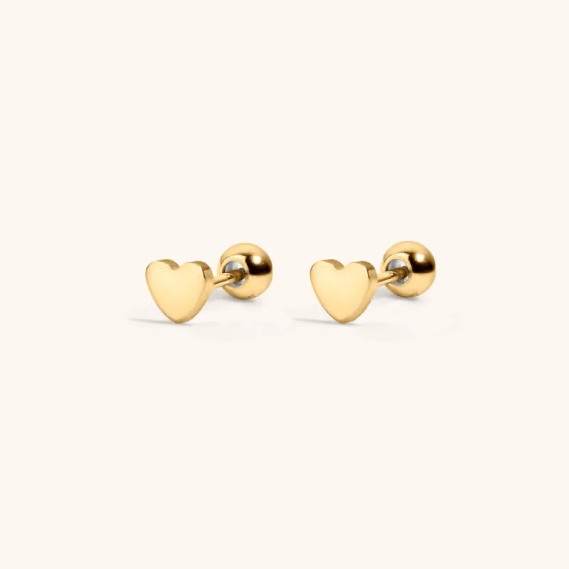 Classic Heart Studs in Titanium sold by Maison Miru