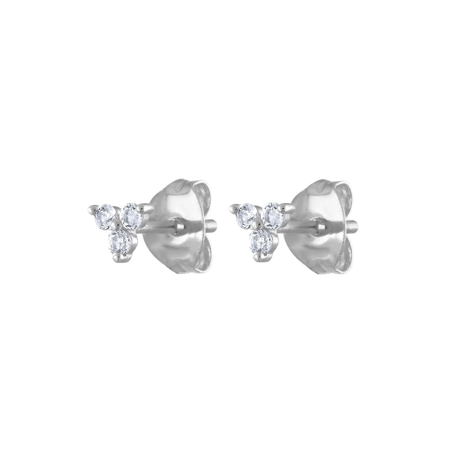 Sample Item: Mini Crystal Trinity Studs in Sterling Silver sold by Maison Miru