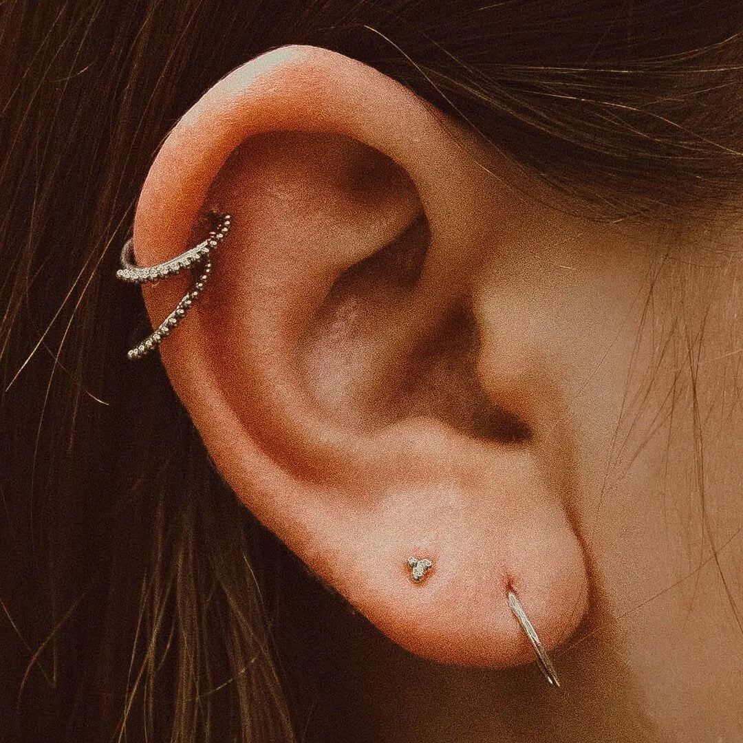 Sample Item: Mini Crystal Trinity Studs in Sterling Silver sold by Maison Miru product image thumbnail 2