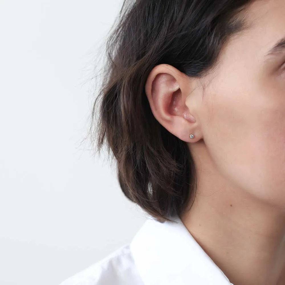 Tiny Diamond Studs in 14k Gold sold by Maison Miru product image thumbnail 2