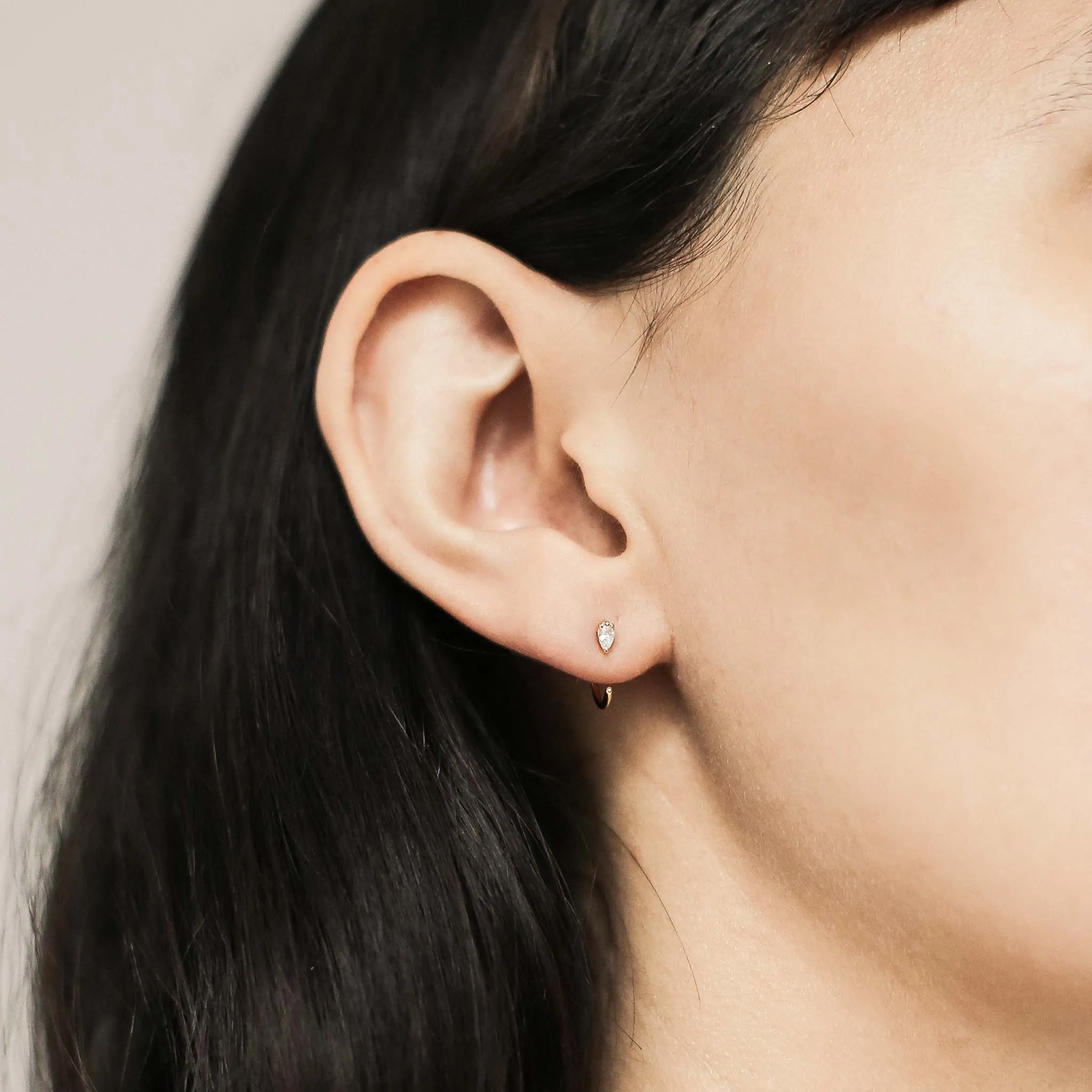 Sample Item: Dewdrop Huggie Earrings sold by Maison Miru product image thumbnail 2