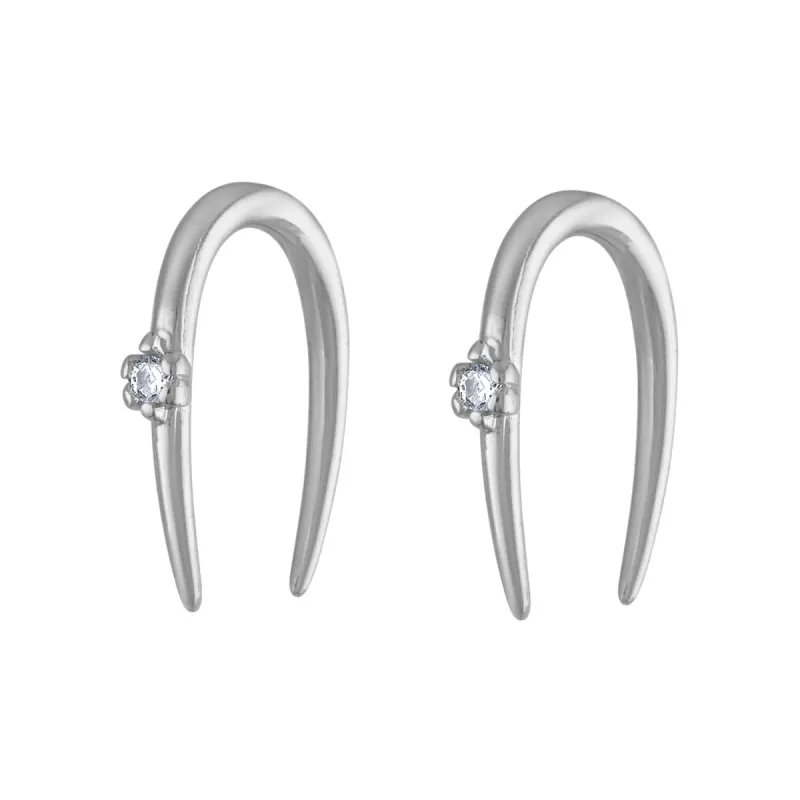 Sample Item: Large Shooting Star Open Hoop Earrings in Sterling Silver - 16G sold by Maison Miru