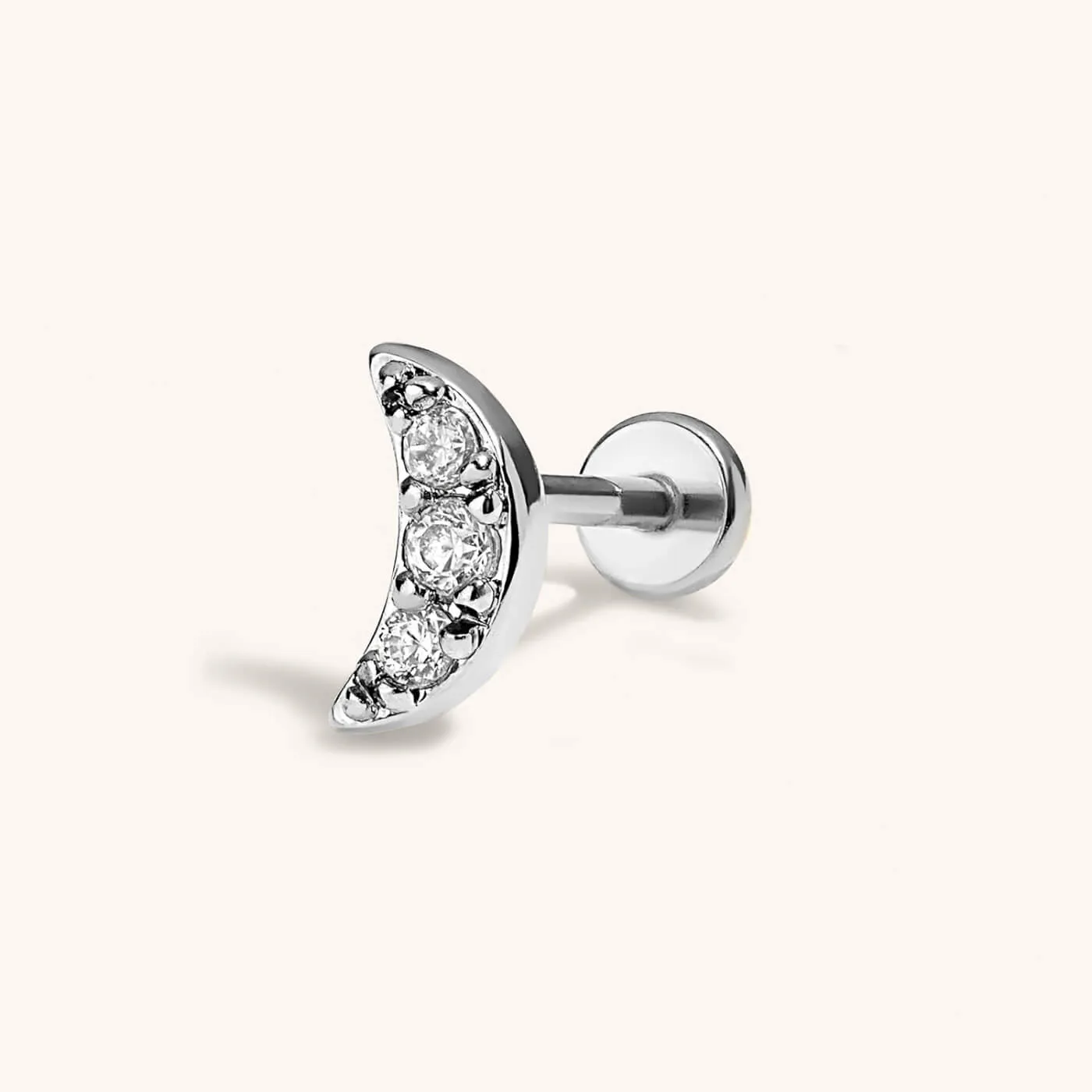 Pave Moon Push Pin Flat Back Earring sold by Maison Miru product image thumbnail 4