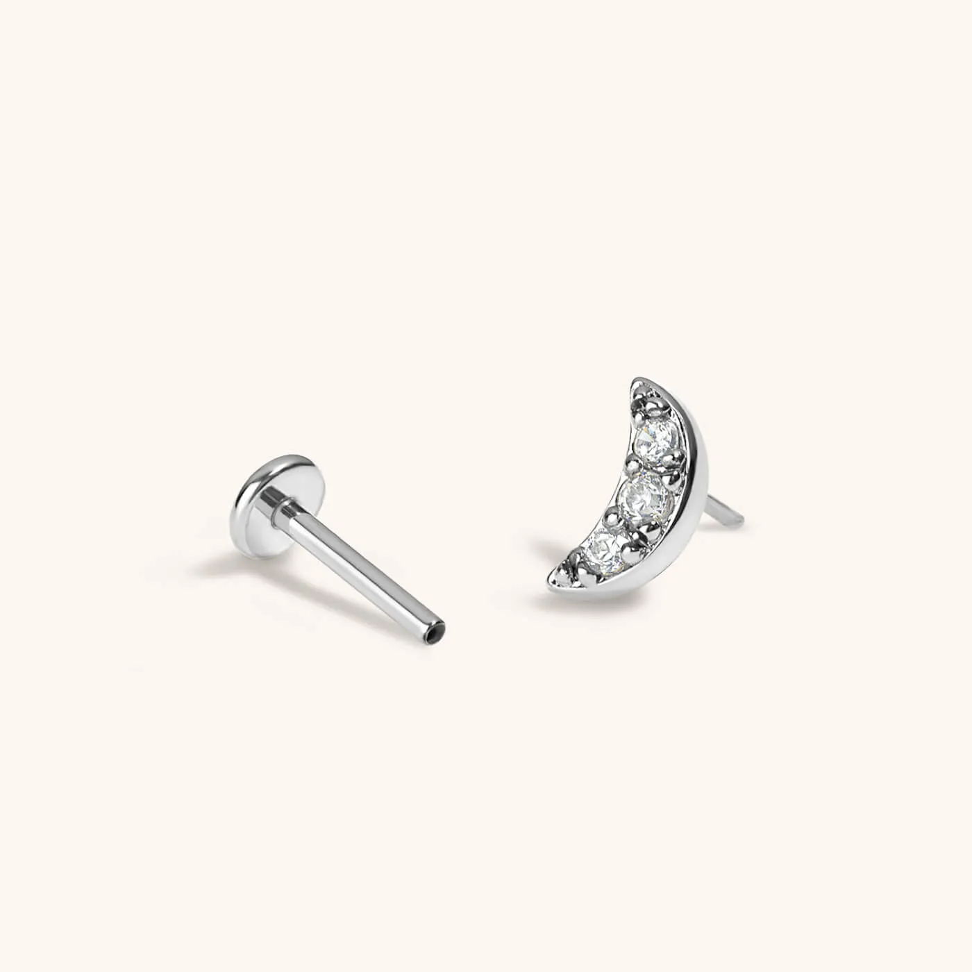 Pave Moon Push Pin Flat Back Earring sold by Maison Miru product image thumbnail 5