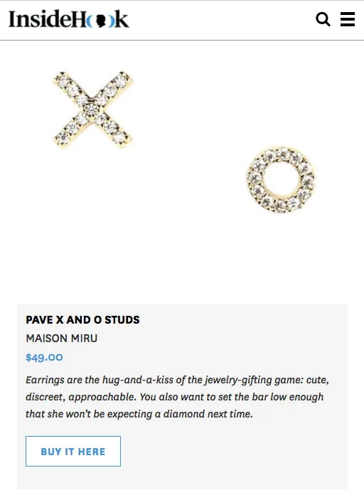 Sample Item: Pave X and O Studs in Sterling Silver sold by Maison Miru product image thumbnail 4