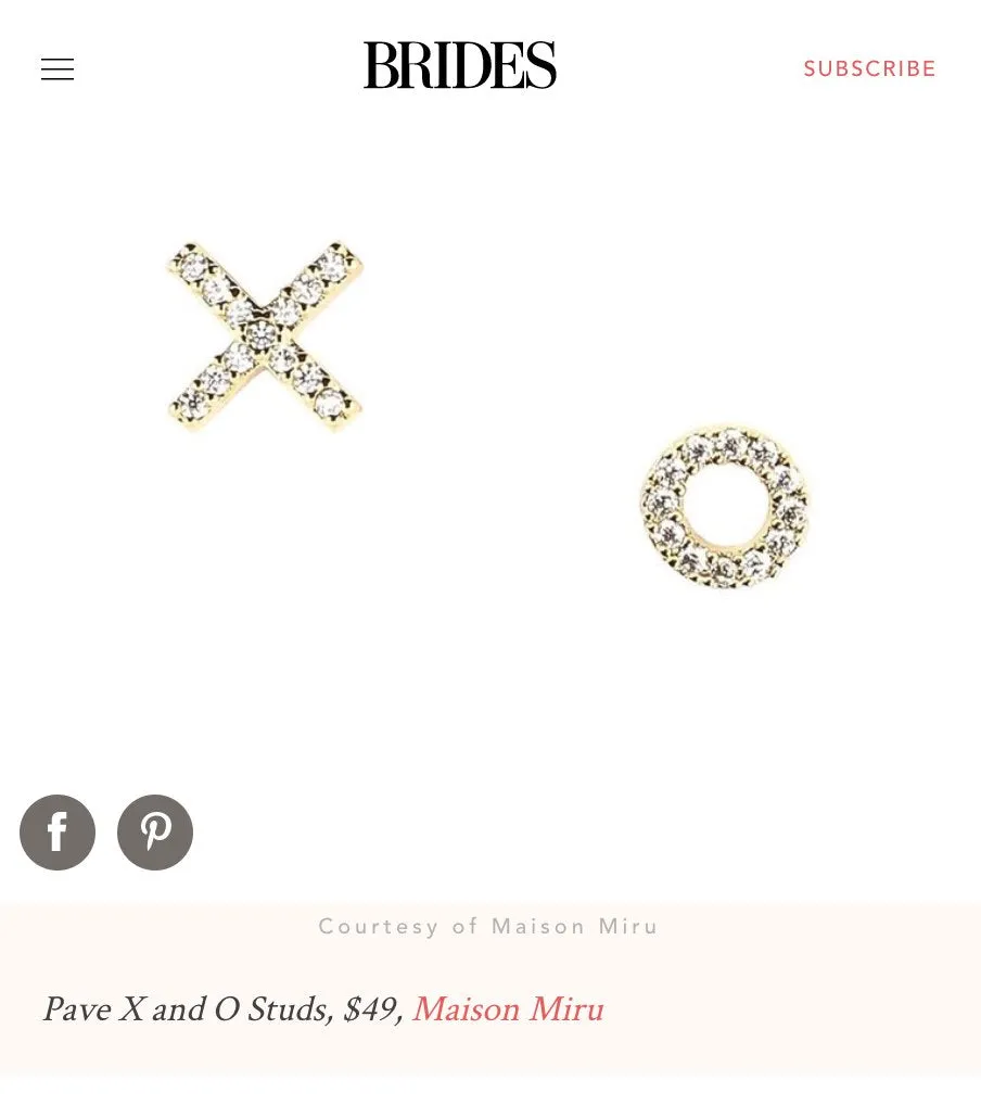 Sample Item: Pave X and O Studs in Sterling Silver sold by Maison Miru product image thumbnail 3