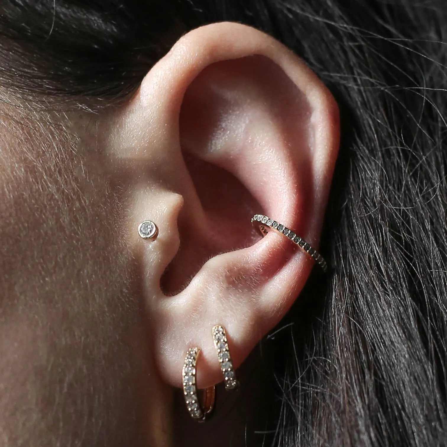 Sample Item: Tiny Crystal Push Pin Flat Back Earring sold by Maison Miru product image thumbnail 5