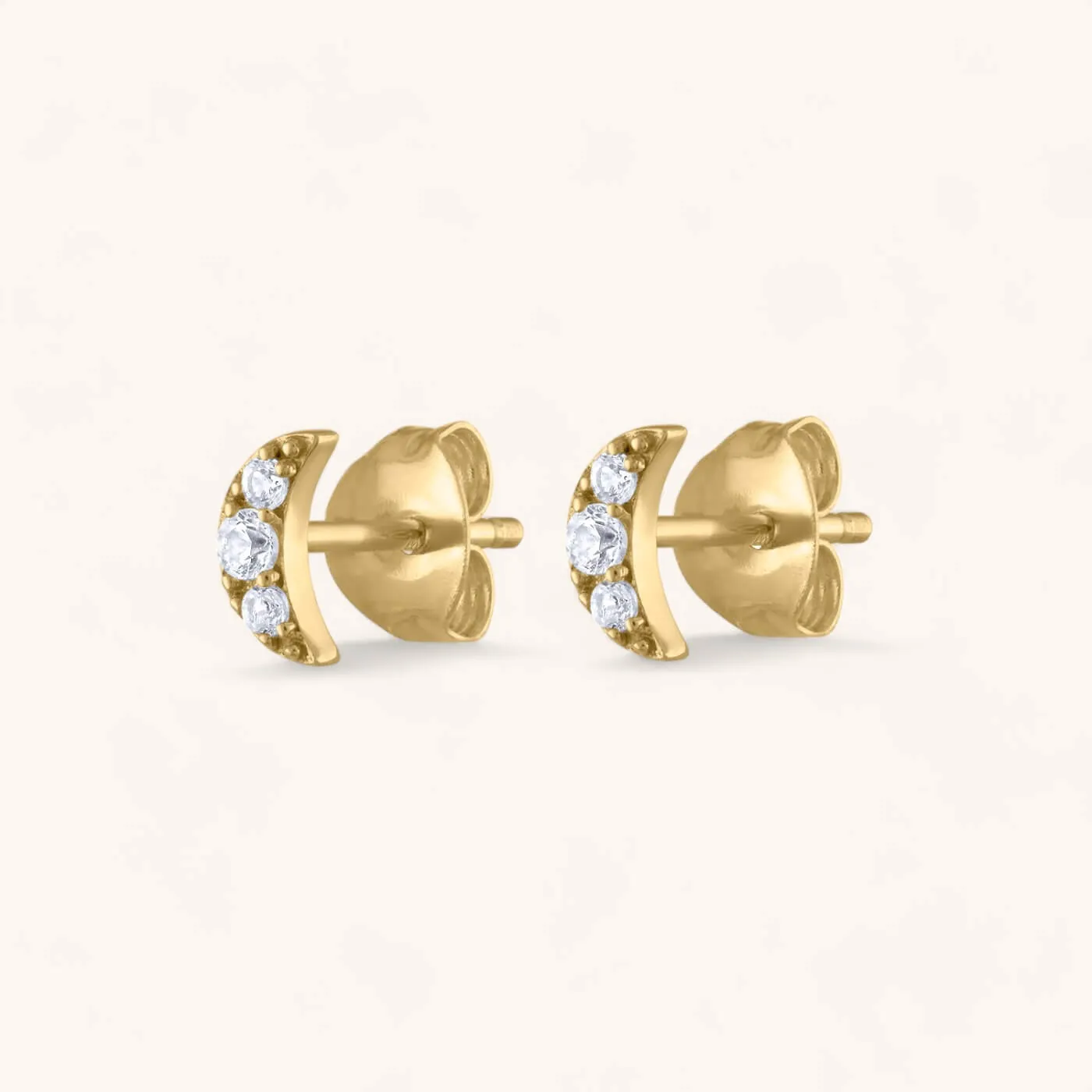 Pave Moon Studs in 14k Gold sold by Maison Miru