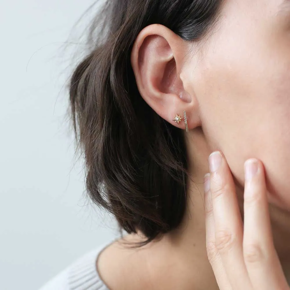 Pave Bar Studs in Sterling Silver sold by Maison Miru product image thumbnail 4