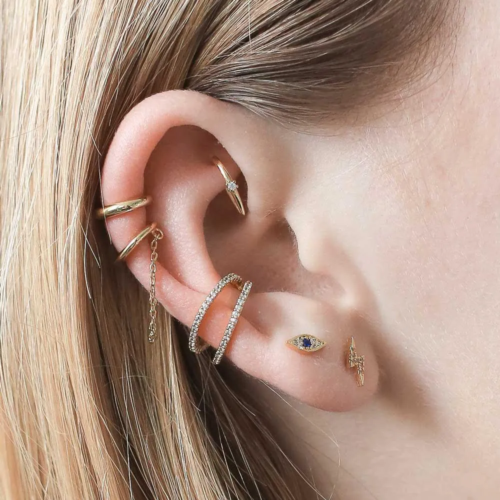 Sample Item: Pave Lightning Push Pin Flat Back Earring sold by Maison Miru product image thumbnail 4