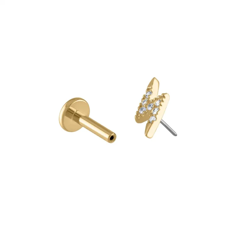 Sample Item: Pave Lightning Push Pin Flat Back Earring sold by Maison Miru