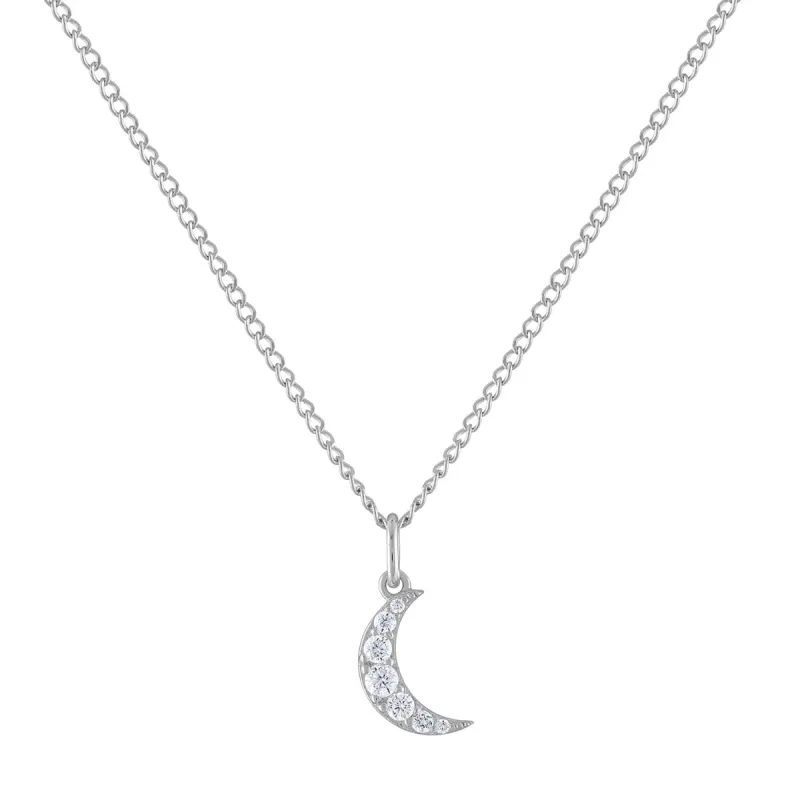 Mini Pave Moon Charm Necklace sold by Maison Miru