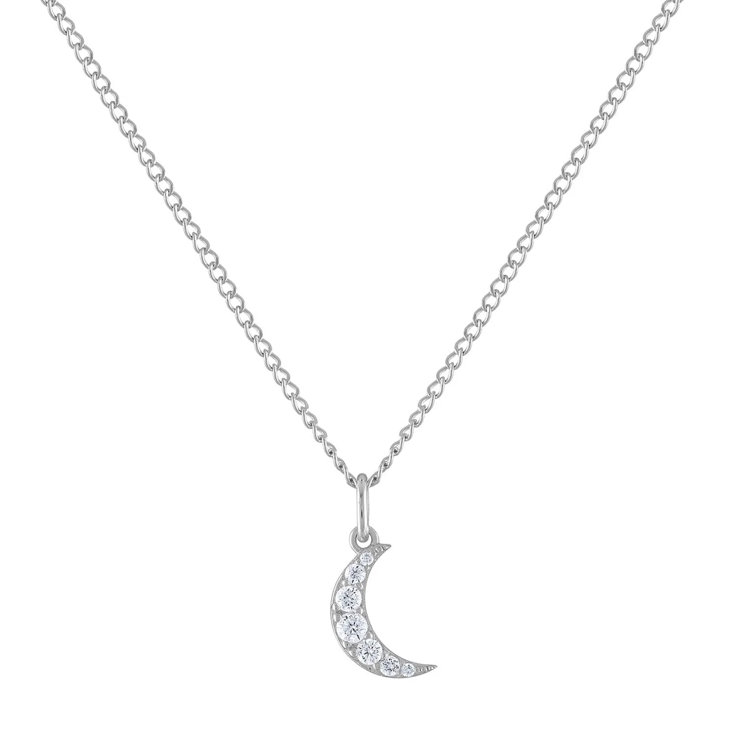 Mini Pave Moon Charm Necklace sold by Maison Miru