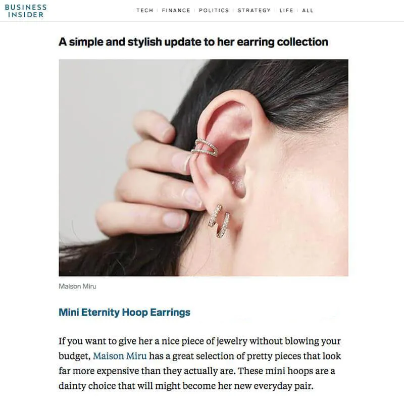Mini Eternity Hoop Earrings in Sterling Silver sold by Maison Miru product image thumbnail 4