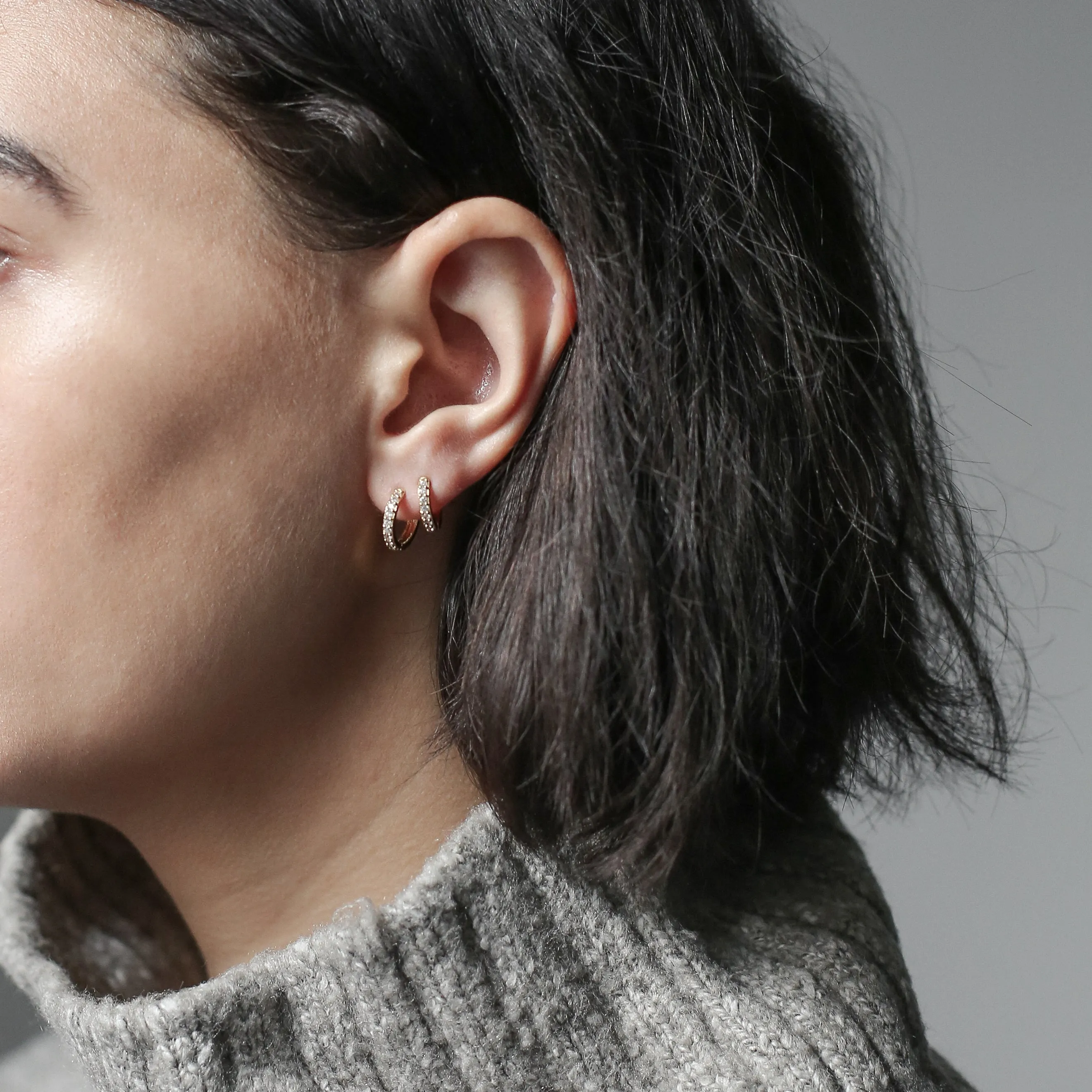 Mini Eternity Hoop Earrings in Sterling Silver sold by Maison Miru product image thumbnail 3