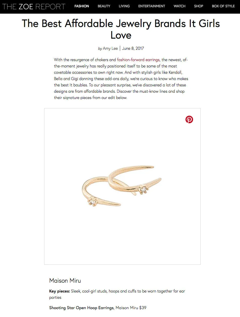 Sample Item: Large Shooting Star Open Hoop Earrings - 16G sold by Maison Miru product image thumbnail 4