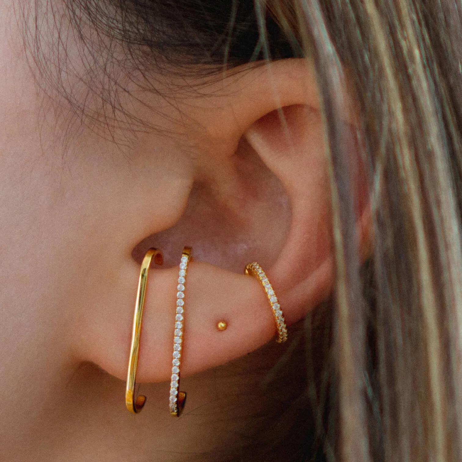 Tiny Secret Ball Back Earrings in 14k Gold sold by Maison Miru product image thumbnail 2