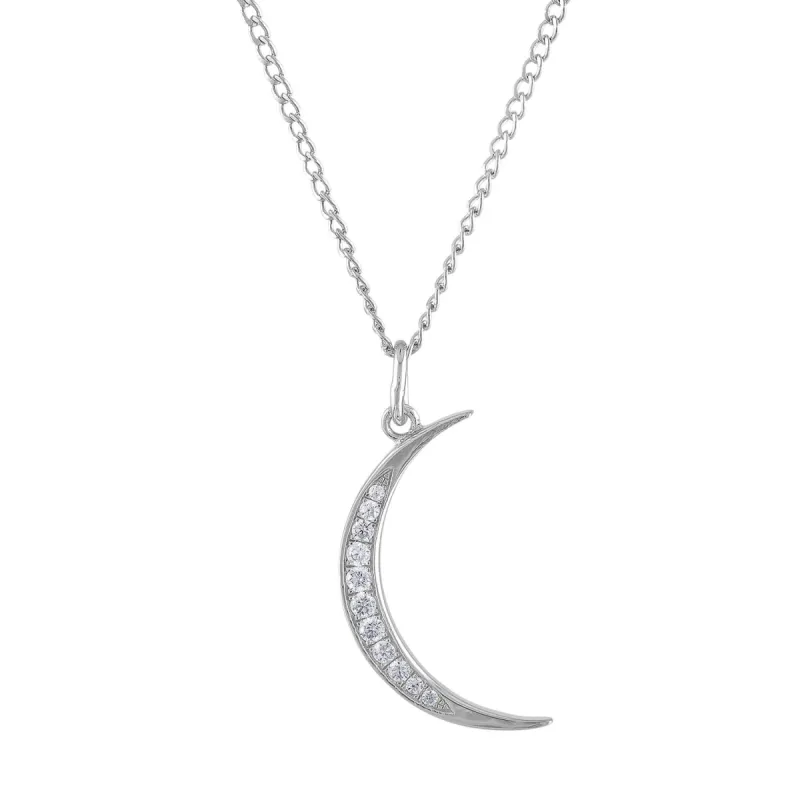 Pave Moon Charm Necklace sold by Maison Miru