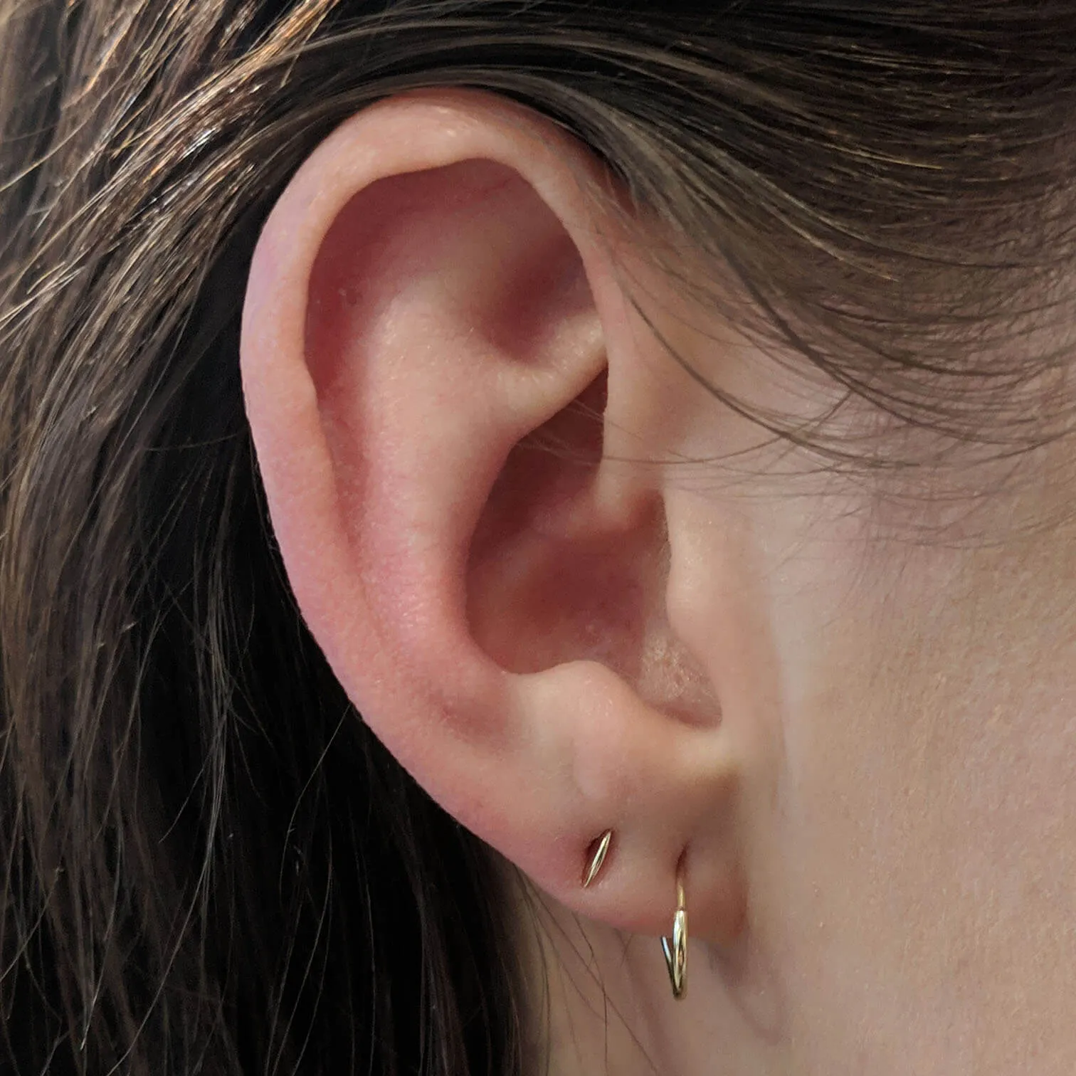 Secret Sliver Studs in 14k Gold sold by Maison Miru product image thumbnail 3