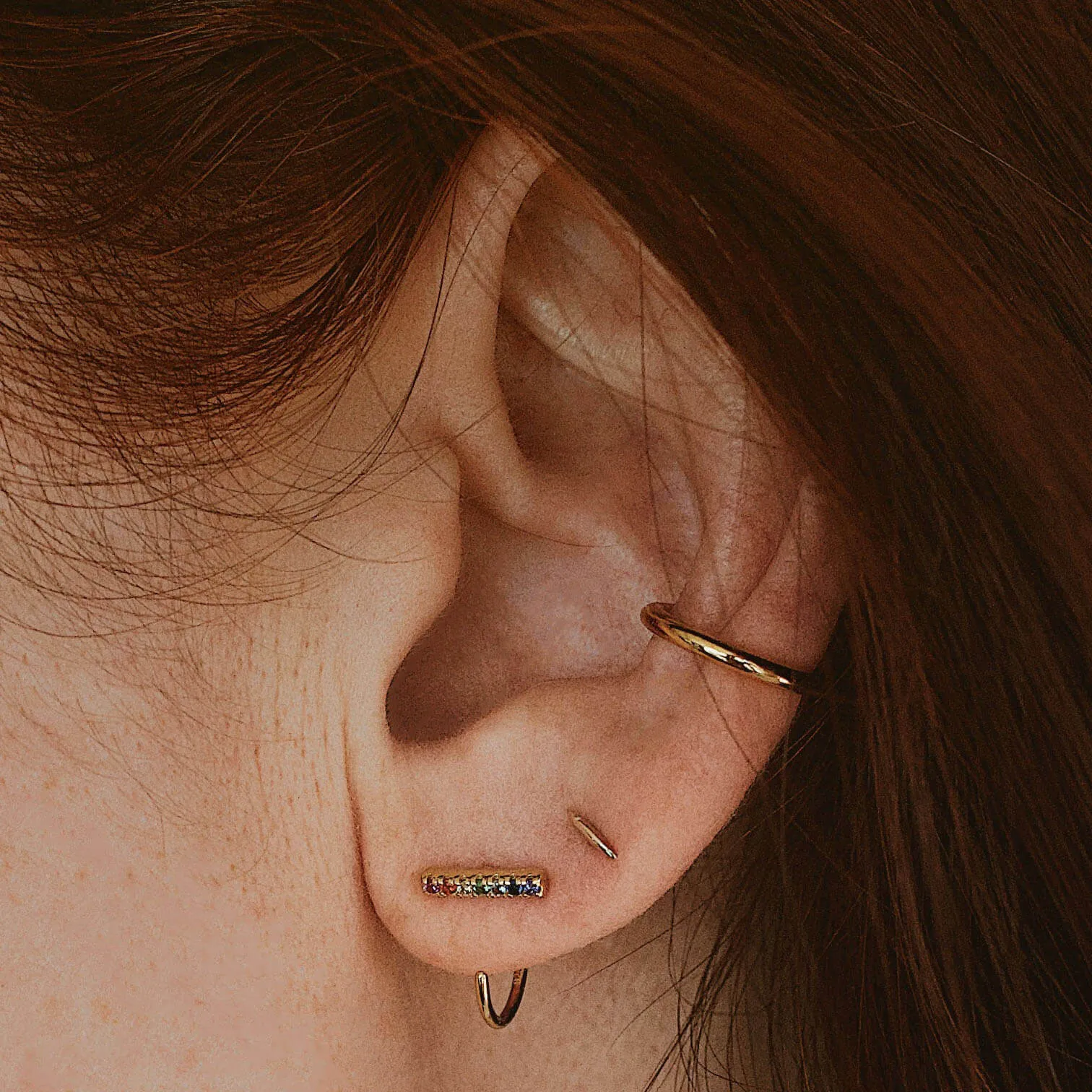 Secret Sliver Studs in 14k Gold sold by Maison Miru product image thumbnail 4