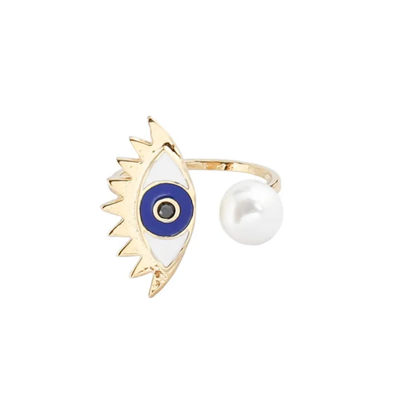 Sample Item: Evil Eye Pearl Ring in Blue sold by Maison Miru