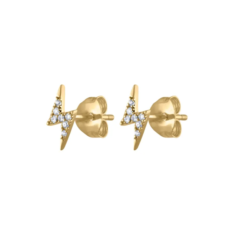 Pave Lightning Studs in 14k Gold sold by Maison Miru