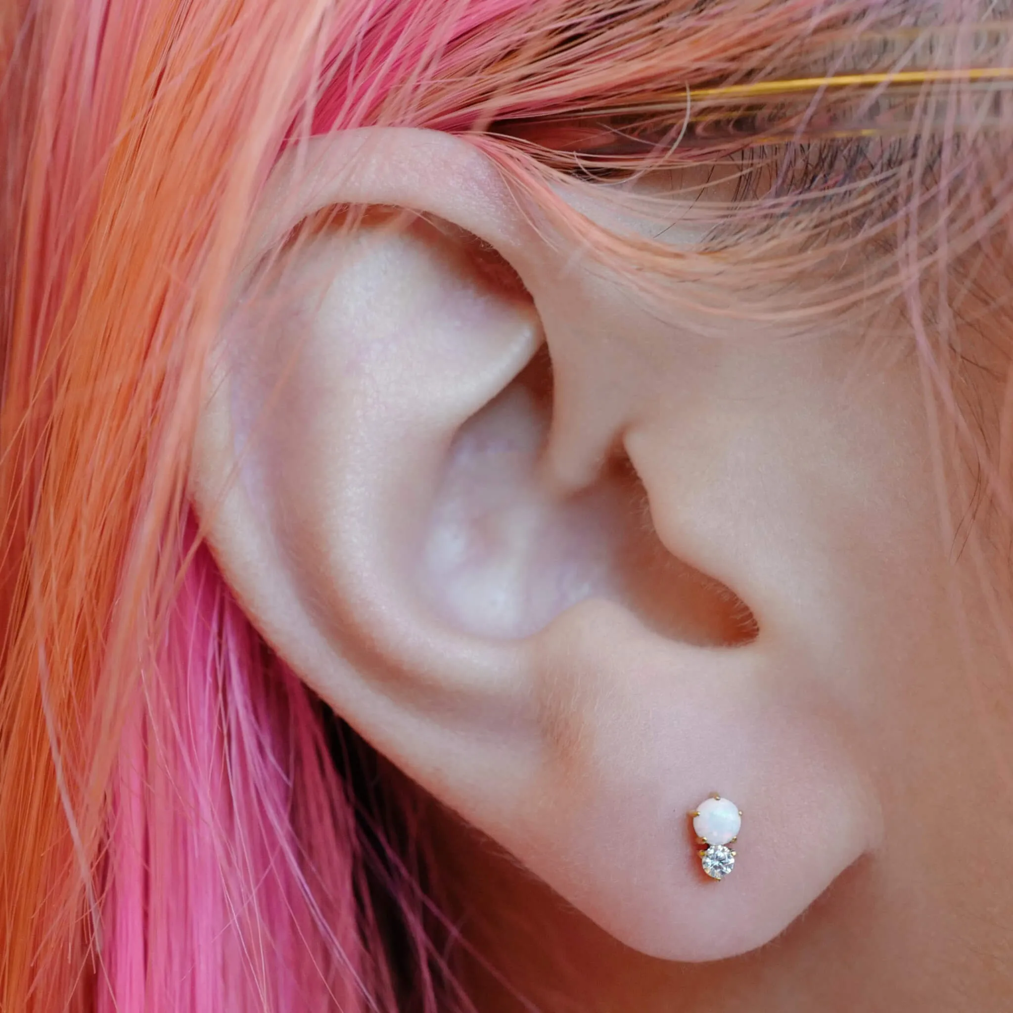 Sample Item: Wish and Hope Opal Push Pin Flat Back Earring sold by Maison Miru product image thumbnail 2