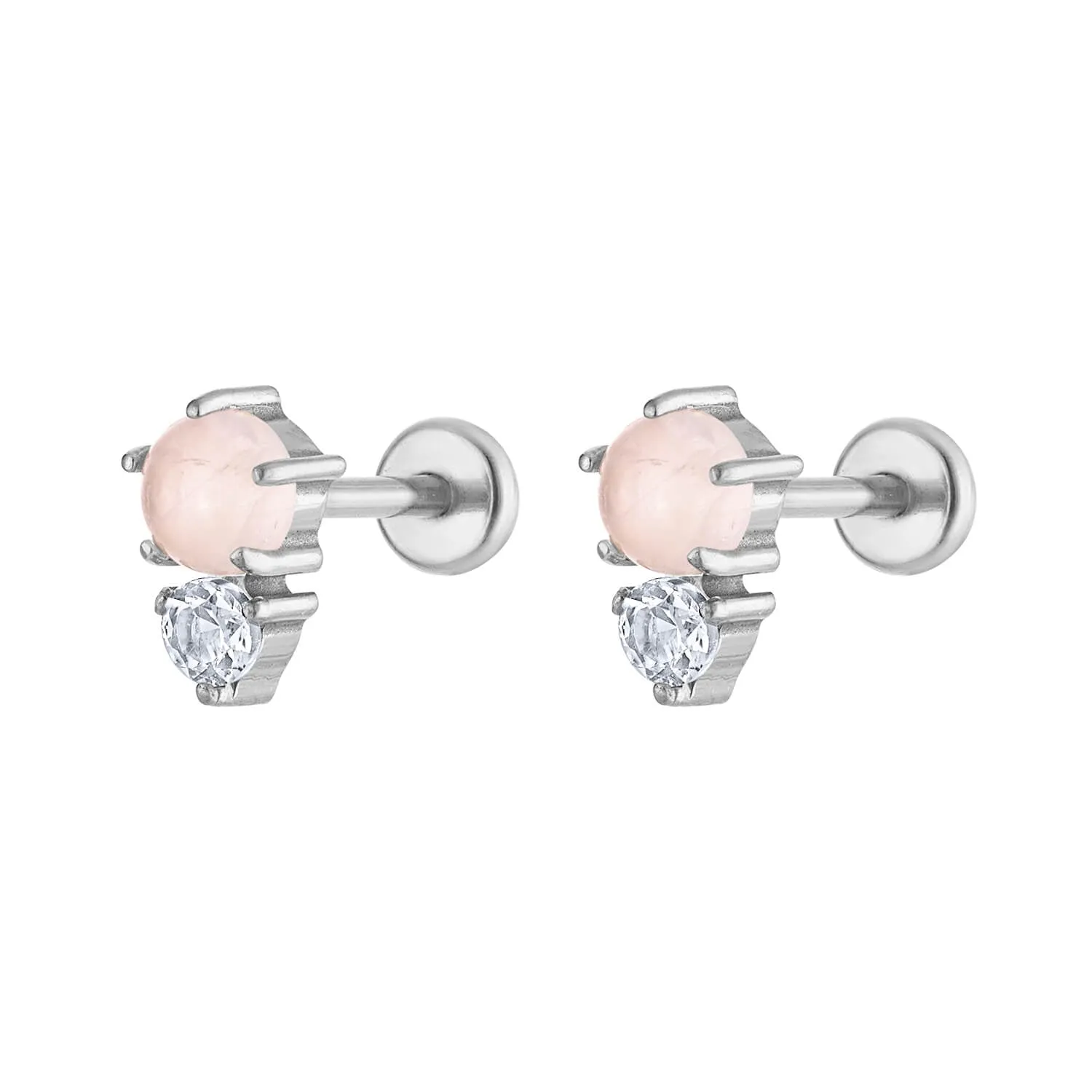 Sample Item: Pink Quartz and White Topaz Nap Earrings sold by Maison Miru product image thumbnail 4