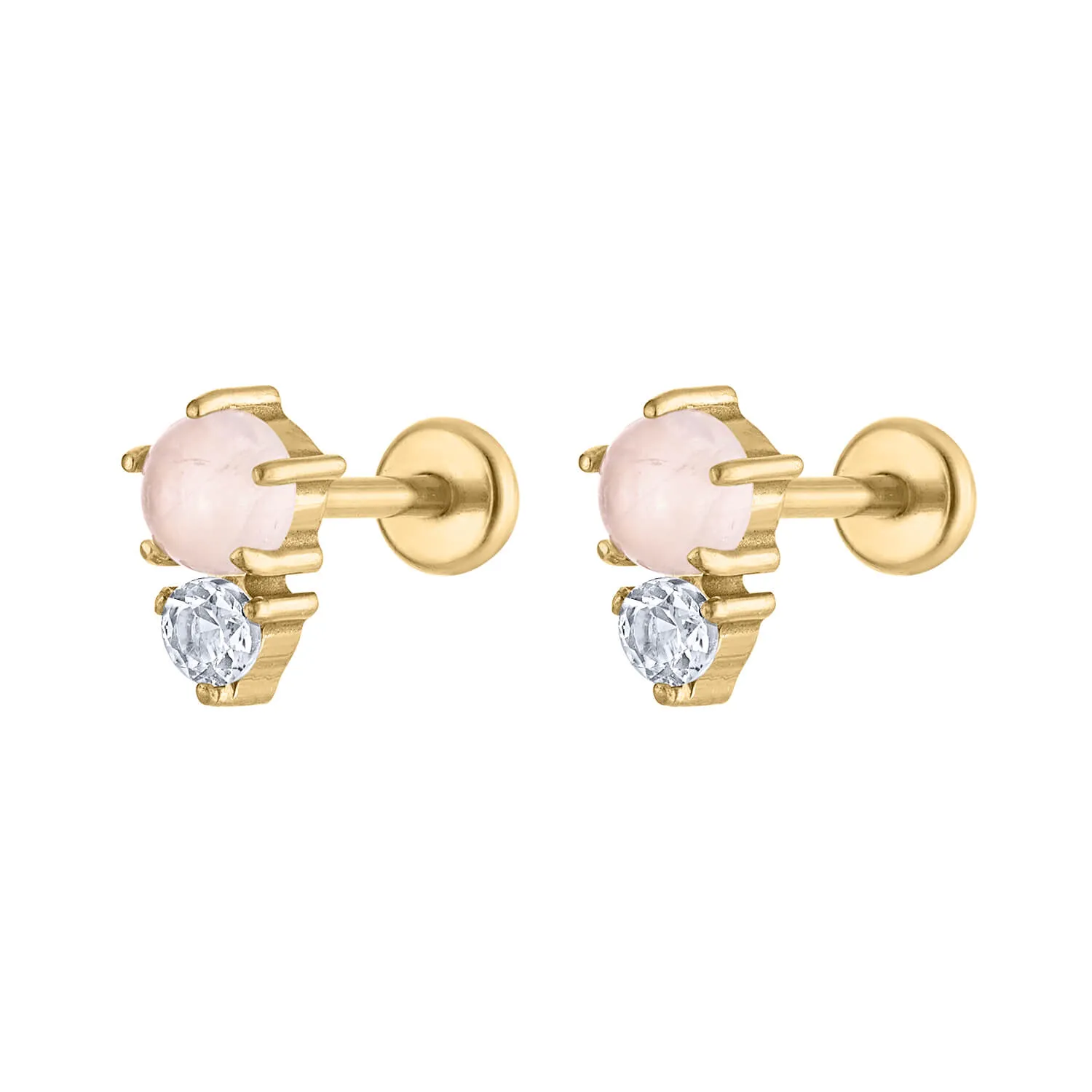 Sample Item: Pink Quartz and White Topaz Nap Earrings sold by Maison Miru