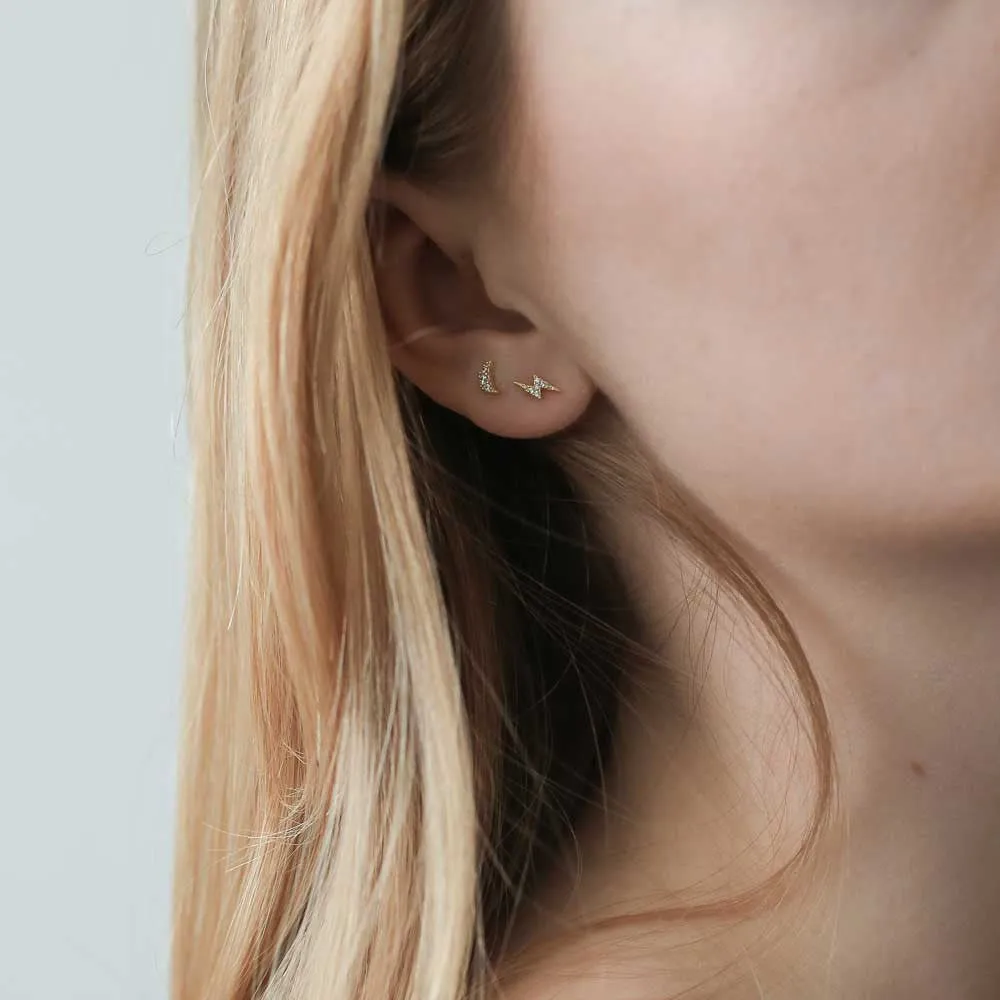 Pave Moon and Lightning Studs in Sterling Silver sold by Maison Miru product image thumbnail 3