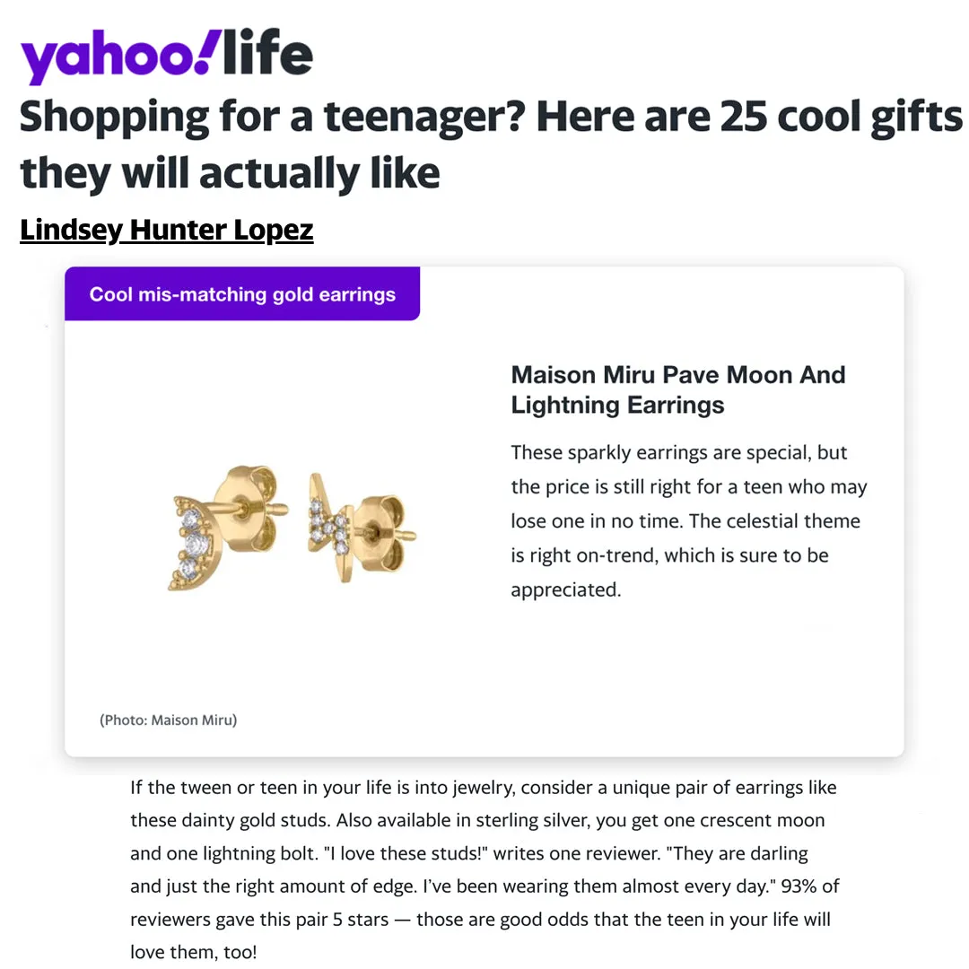 Pave Moon and Lightning Studs in Sterling Silver sold by Maison Miru product image thumbnail 4